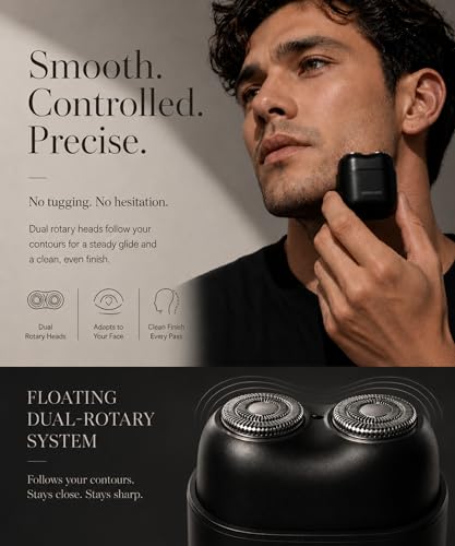 Mini Electric Shaver for Men Portable Travel Razor Dual Rotary Heads Waterproof USB-C Rechargeable