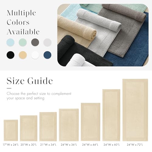 Reversible Cotton Bath Runner 24 x 72 Natural - Plush, Dense 3000GSM