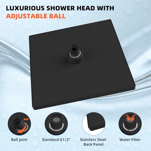 Hibbent 12-inch Square High Pressure Rain Shower Head Oil Rubbed Bronze, cUPC Certified
