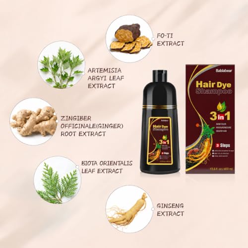 Dark Brown Hair Color Shampoo for Gray Hair - 13.5 Fl Oz - Effortless Hair Dye for Men & Women
