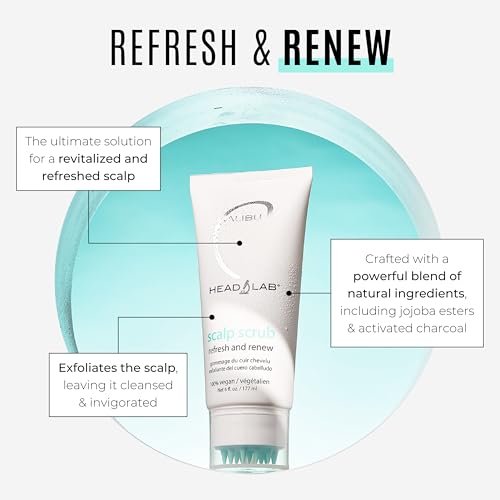 Malibu C Head Lab Scalp Scrub - Gentle Scalp Exfoliator Enriched with Activated Charcoal and Jojoba Esters - Clean, Vegan Hair Care (6 oz)