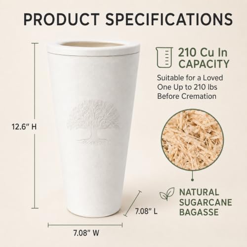 Biodegradable Urn for Human Ashes - Sea & Tree Burial, 210 Cubic Inches