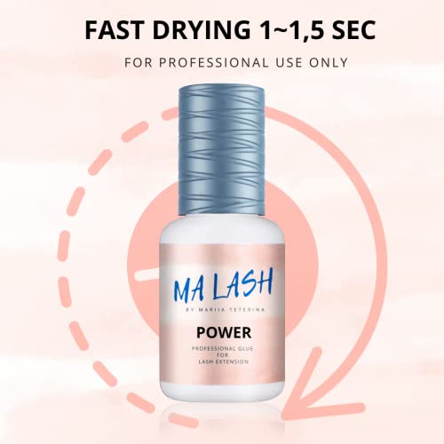 Power Eyelash Extension Adhesive Glue - 0.17fl.oz / 5ml - Ultra-Fast 1-Second Drying Time - 8 Weeks Retention - Professional-Grade, Black