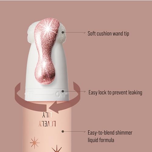 Kiss New York Professional Pearl Liquid Highlighter Beauty Wand, Radiant Glow for Cheek Eye & Lip, Non-Greasy Hydration Lightweight with Sponge-Tip Applicator (Lovely Lily)