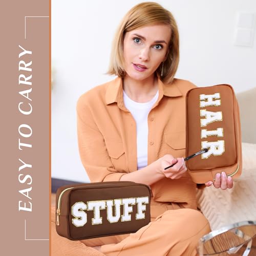 Remerry 4-Piece Makeup Bag Set - Brown Series Travel Organizer Nylon