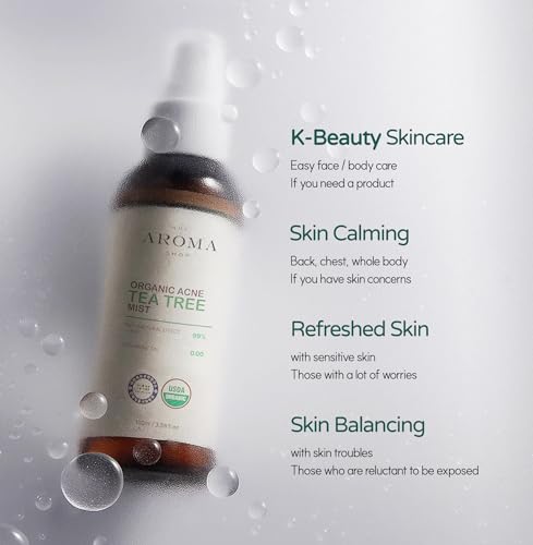 The Aroma Shop Organic Tea Tree & Rose Mist - Sensitive Skin Body & Face Spray - 3.38 fl oz (Variation 1)