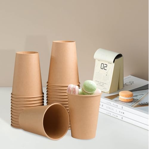 BYSNOW 12oz Disposable Kraft Paper Cups 1000 Pack - Eco-Friendly Hot Water & Coffee Cups