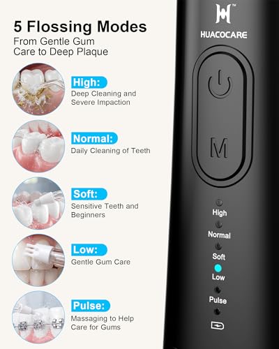 Water Flosser with 300ml Large Tank - 5 Modes, Cordless Oral Irrigator, High-Pressure Dental Cleaner Black