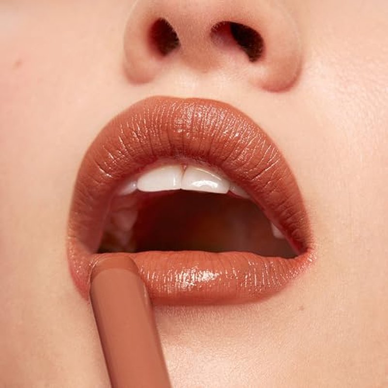 3INA The Color Lip Glow - Highly Pigmented Lipstick for Women with Shea Butter - Lip Gloss and Lip Balm Effect - 114 Rich Terracotta Brown - 0.05 oz