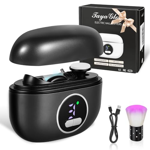 Electric Nail Clippers Trimmer with Storage - Black - Adjustable Speed