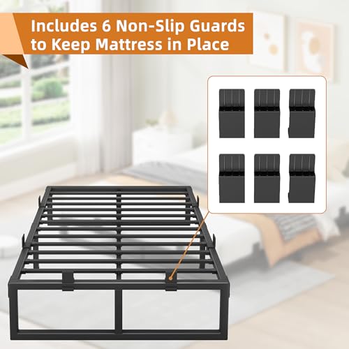 Cresyfu 18 Inch Metal King Bed Frame with Steel Support, Noise-Free, Box Spring-Free, Max Storage