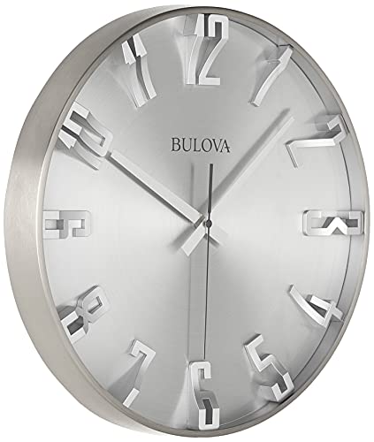 Bulova C4846 Director Wall Clock - Sleek Satin Pewter Finish, Silent Sweep