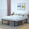Full Size Heavy Duty Bed Frame with Steel Slats - 18 Inch Platform, No Box Spring Needed, Black, Variation of Full / 18"H