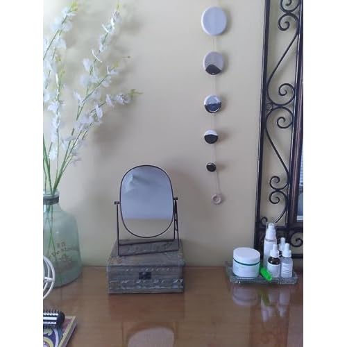 JOYOEIKON Classic Dual Sided 5X and 1X Magnifying Makeup Mirror and Tabletop Standing 360¡Æ Rotation Vanity Mirror,Desktop Cosmetic Mirror (Matt Black)