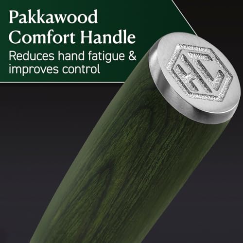 Green HexClad 3.5-Inch Japanese Damascus Paring Knife - Full Tang, Sharp Kitchen Tool