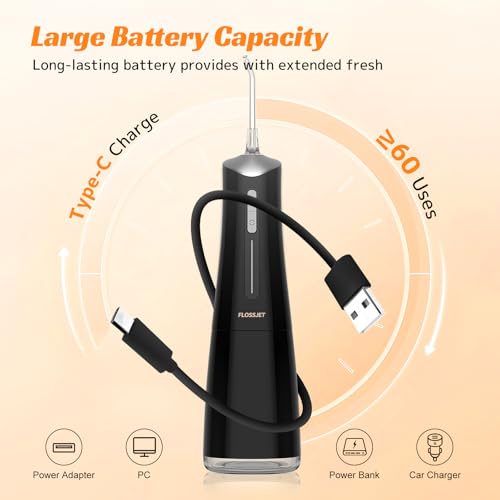 Cordless Water Dental Flosser for Teeth - Deep Cleaning & Gum Care, Black - Variation of THIS listing
