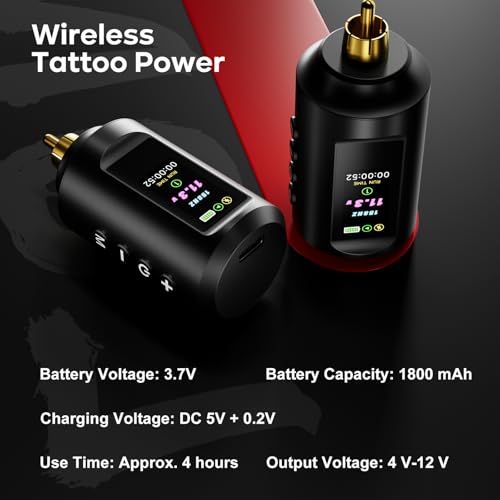 Complete Wireless Tattoo Practice Kit with Power Supply LCD Screen and Accessories