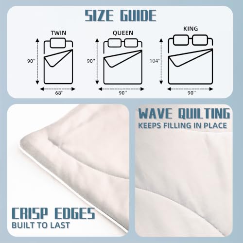 DOWNCOOL Queen Size Cream White Cooling Comforter – Dual-Side Tech, 90x90