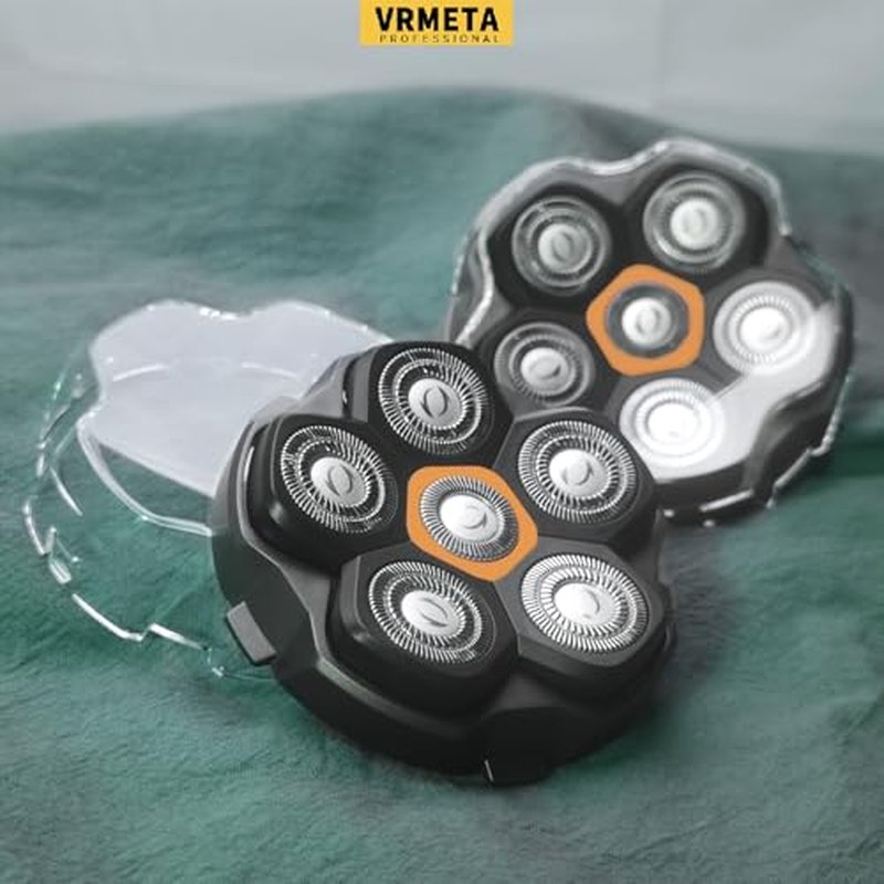 6 Blade Magnetic Replacement Shaving Heads for Bald Men Compatible with All 6D Magnetic Electric Razor (2 PCS VM-072)