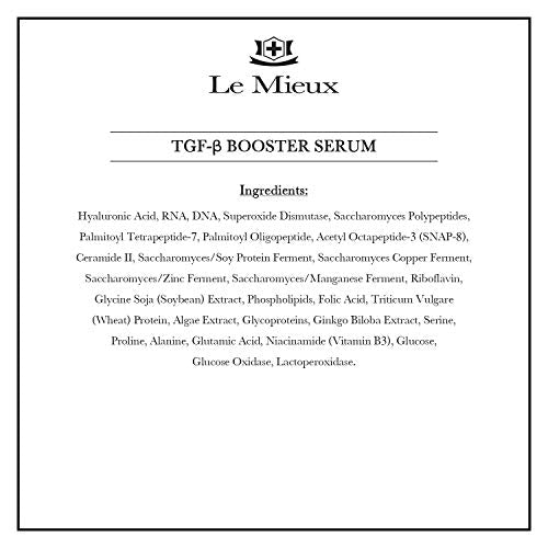 Le Mieux TGF-B Booster - Anti Aging Triple Growth Factor Facial Serum with Hyaluronic Acid & Peptides, Hydrating Face Serum with No Parabens (1 oz / 30 ml)