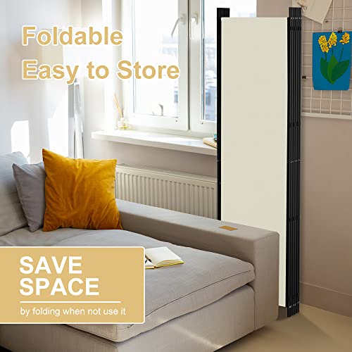 6 Panel Room Divider - Freestanding Privacy Screen Wall, Beige, 120 W x 72 H - Variation of 6 Panel-120 W