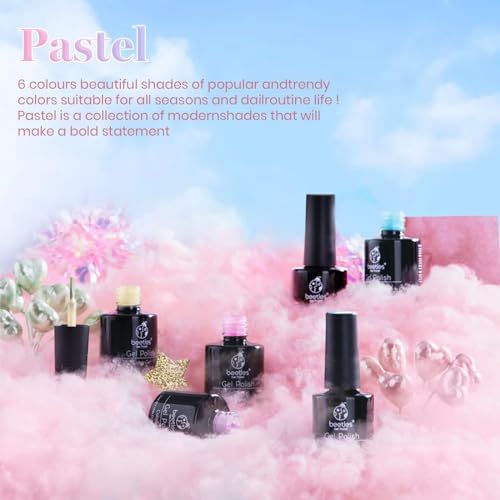 Beetles Pastel Gel Polish Set - 6 Colors Pink Yellow Blue Green Purple Soak Off Nail UV Lamp Gel Nail Kits Decorations Nail Art Gifts