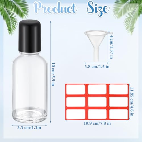 Sumind 24 Pack 30ml Clear Glass Roller Bottles for Essential Oils - Includes Funnels & Labels