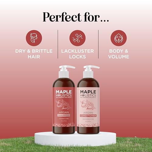 Maple Holistics Argan Oil Shampoo & Conditioner Set 16 Fl Oz Pack of 2 for Dry Hair