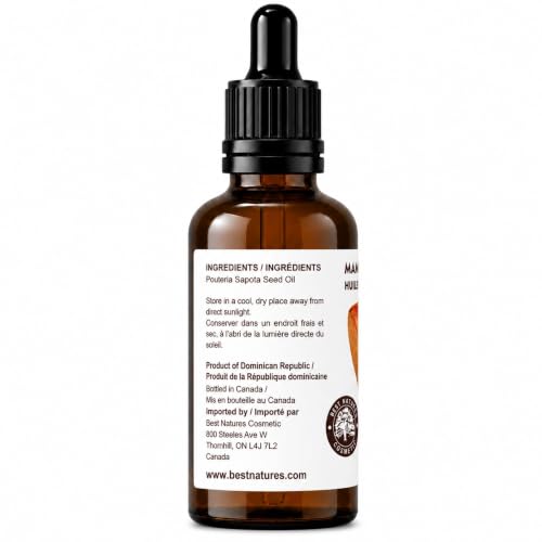 Organic Mamey Sapote Oil 2oz - Hair & Skin Moisturizer, Frizz Control, Dry Skin Relief, Curly & Wavy Hair Care, Best Nature's Cosmetics
