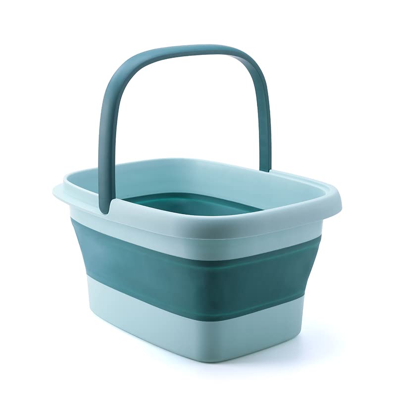 Foldable Foot Soaking Tub with Massage Rollers - Green & Blue Home Spa Bath Basin