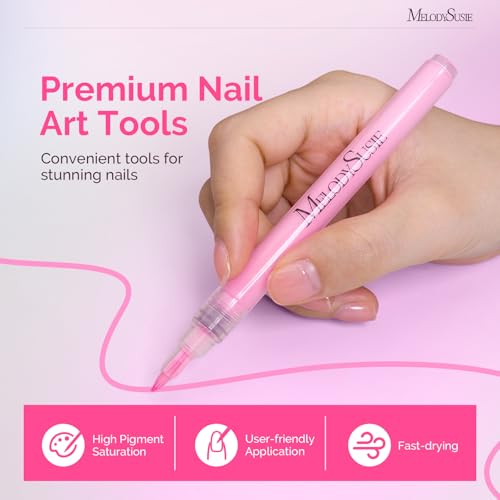 MelodySusie 24-Color Nail Art Pen Set 0.7MM Fine Tip for Detailed Nail Designs