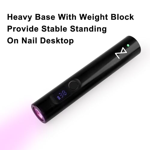 M - GlamCure GO Nail Flash Cure Lamp with Focus Beam Technology, Touch Screen - LED & UV Nail Light - Curing Lamp for Gel Nails, Acrylic, Builder - Portable & Adjustable (Black)