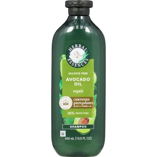 Herbal Essences Avocado Oil Sulfate Free Shampoo, Hair Repair, 13.5 Fl Oz, with Certified Camellia Oil and Aloe Vera, For All Hair Types, Especially Damaged Hair