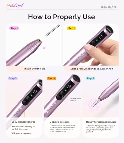 Cordless Pen-Shaped Nail Drill for Manicure & Nail Care - Portable, Rechargeable