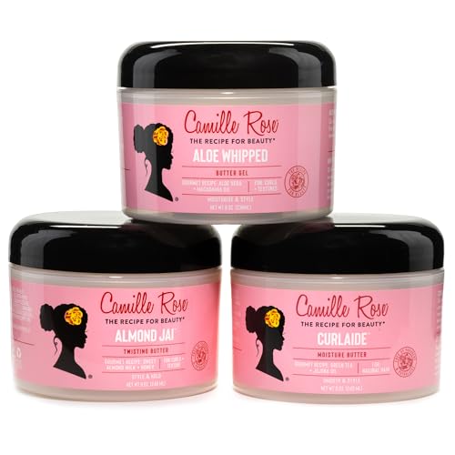 Camille Rose Aloe Whipped Butter Gel 2-Pack – 8 oz Each, Moisture-Rich Styling Leave-In