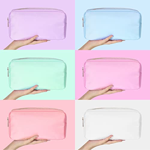 Sweetude 6 Pcs Nylon Makeup Bags with Zipper - Assorted Colors, Medium