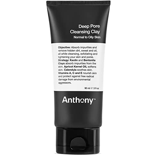 Anthony Deep Pore Cleansing Clay with Kaolin & Bentonite – Exfoliating Face Mask for Sensitive Skin, 3 Fl Oz