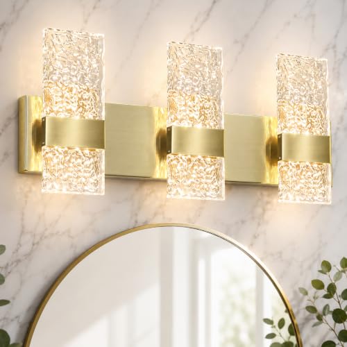 Ditoon Gold 3-Light Bathroom Vanity Light with Dimmable 3CCT LED Fixture, Large