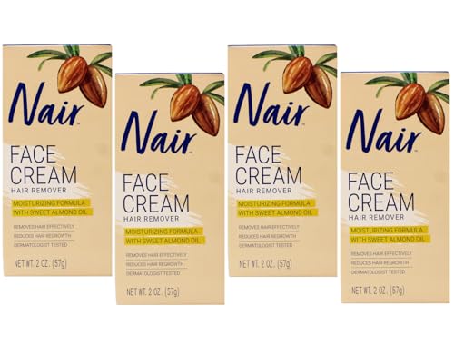 Nair Facial Hair Removal Cream with Moisturizers - 4 Pack, 2 oz Bottles