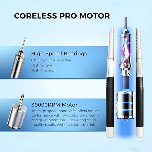 Black Nail Drill Handpiece Compatible with KUPA UP200 KP55 KP60 KP5000 - 30,000RPM Professional Manicure Tool