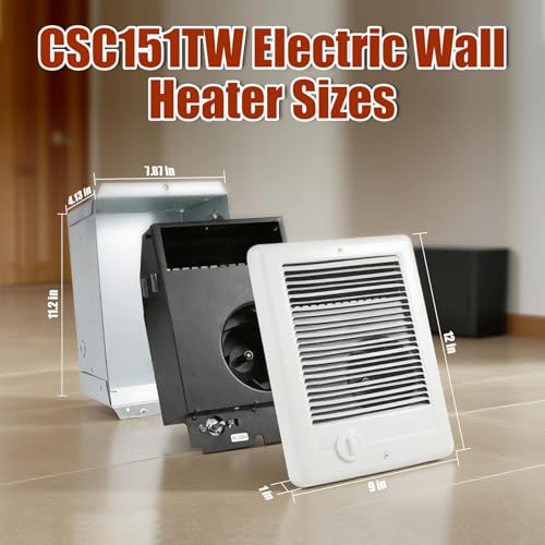 1500W Wall-Mounted Electric Heater with Thermostat for Indoor Use