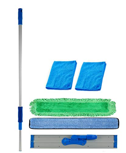 48-Inch Commercial Microfiber Mop Kit with Telescopic Handle & Pads