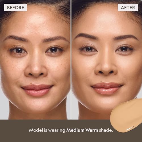 YENSA Skin on Skin BC Foundation Makeup - CC Cream, BB Cream & Full Coverage Foundation-In-One - Buildable, Radiant Finish with SPF 40, Hyaluronic Acid, Peptides & 8 SuperBlacks - Medium Warm (1 oz)