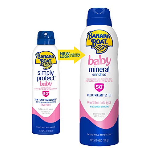 Banana Boat Baby Mineral Sunscreen Spray SPF 50 White 6oz Pack of 2