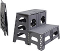 Industrial Gray Foldable Step Stool - Non-Slip, Supports 300lbs, Compact & Portable