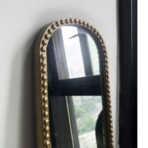 Gold Narrow Wall Mirror 44 Inch Tall Oval Metal Frame for Entryway & Bathroom - Variation: Gold-1pack