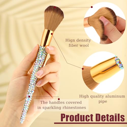 Silver & Yellow Rhinestone Makeup Brush Set - 13 Pcs Professional Cosmetic Tools