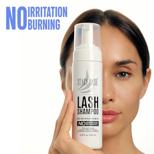 Eyelash Extension Shampoo with Brush - 6.76 fl oz (200 ml) Eyelid Foaming Cleanser & Makeup Remover