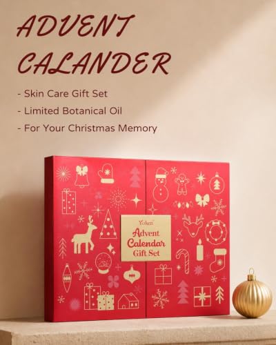 Christmas Advent Calendar with Skincare & Self-Care Essentials - 24 Days Holiday Gift Set