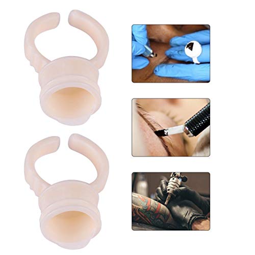 HURRISE 100pcs Cup Rings, Silicone Semi-Permanent Rings, Nail Art Adhesive Glue Holders, Palette for Eyelash Extension, Nail Art, (L)